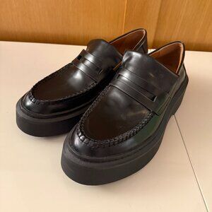 Zara Limited Edition Flatform Leather Loafers Size 40